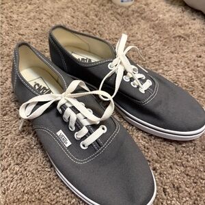 Vans Charcoal Canvas Shoes with White Accents size 8.5 womens/7.0 men’s